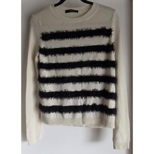 Weekend MaxMara Striped Sweater S Cream Black Long Sleeve Round Neck Pullover